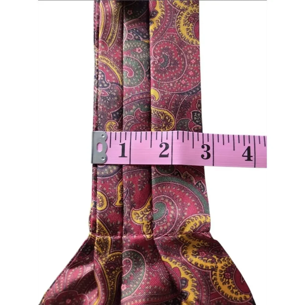 VTG Sole e Mare 100% Silk Ascot Tie Made In Italy Paisley Cravat Formal